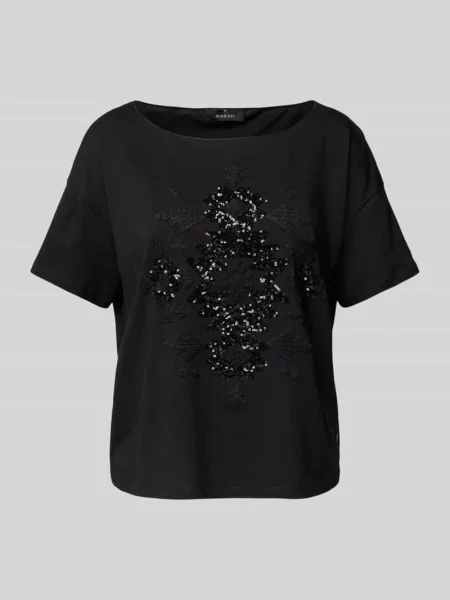 T-shirt z cekinowym obszyciem Monari czarna