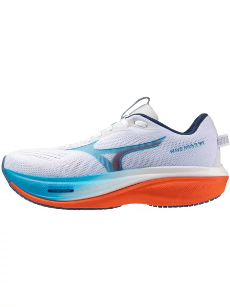 Pánske bežecké topánky Mizuno Wave Rider 30 white/blue jewel/orange biela