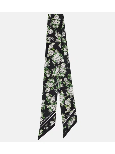 Fular Dolce&gabbana de mătase cu model floral negru