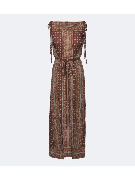 Rochie midi Dôen cu imagine maro