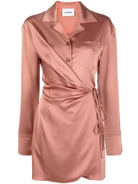 Rochie mini Nanushka din satin de costum roz