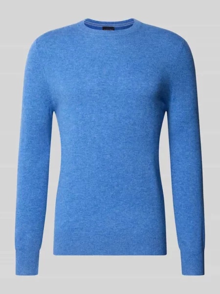 Sweter z dzianiny z mieszanka wełny i kaszmiru o kroju regular fit Christian Berg Men błękitny