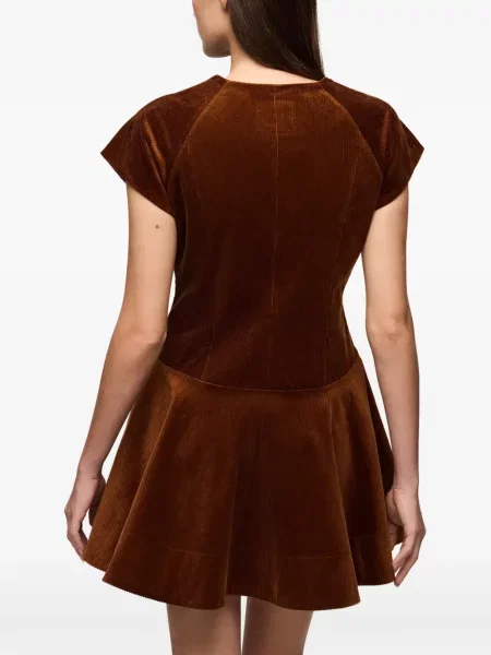 Rochie Ganni de catifea cord maro