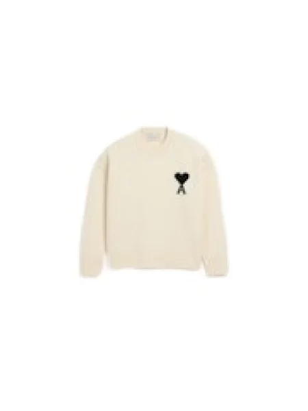 Sweter Ami Paris wełniany casual beżowy