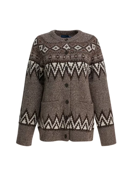 Polo Ralph Lauren Swetry Kobieta L Fair Isle Cardigan brązowy