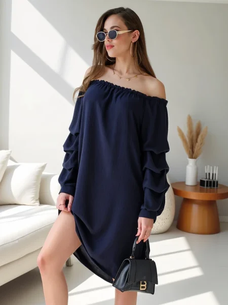 Rochie Resti cu volane de costum albastru