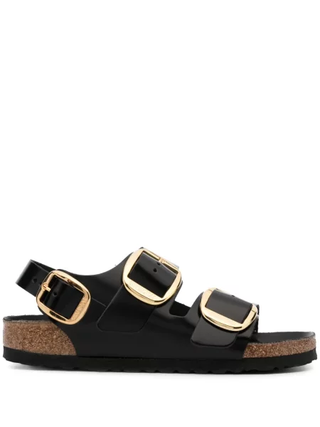 Sandale Birkenstock din piele fără toc negru