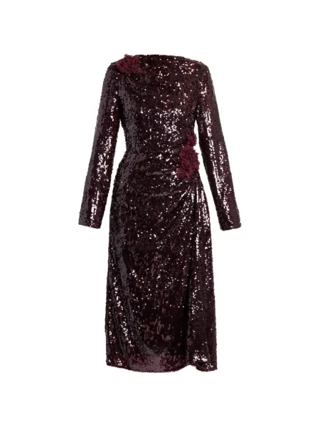 Rochie midi Erdem cu paiete cu model floral roșu