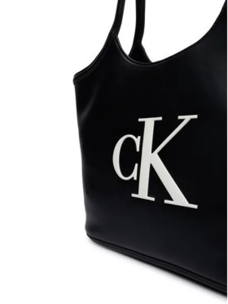 Calvin Klein Ročna torba Bold Ck Črna bela