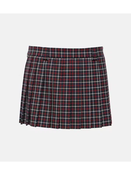 Volneno plisirano krilo Miu Miu s karirastim vzorcem