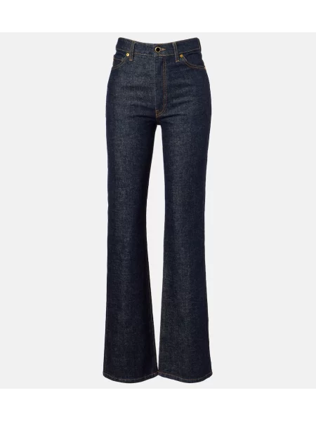 Blugi drepți Khaite cu talie înaltă albastru