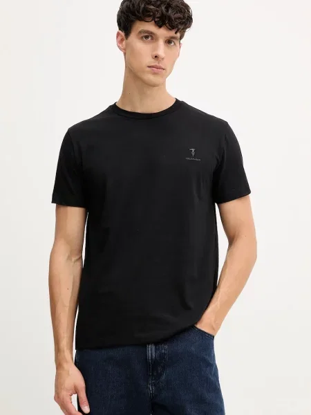 Тениска Trussardi с изчистен дизайн черно