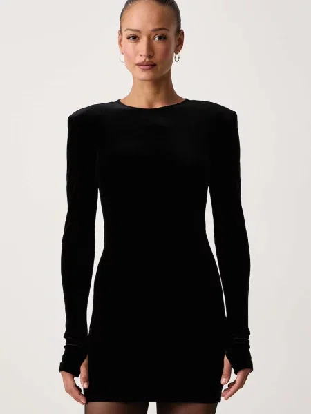Armani Exchange rochie din velur negru