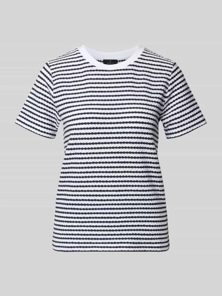 T-shirt z fakturowanym wzorem i okrągłym dekoltem Monari