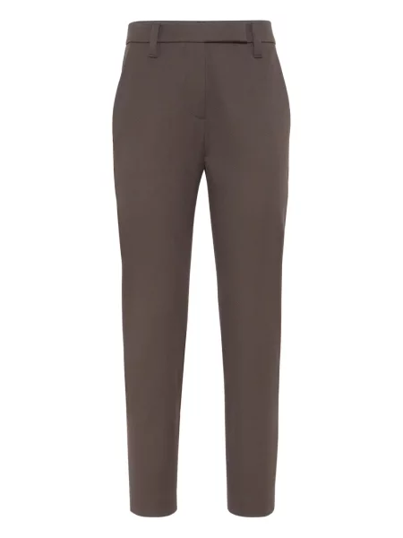 Pantaloni Brunello Cucinelli din jerseu maro