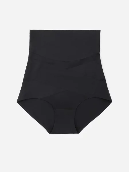 Bielizna Modelująca Majtki High Waist Zdobione Skośnymi Przeszyciami Kikoneva czarna