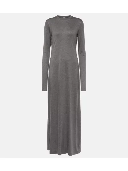 Maksi sukienka maxi Toteme z dżerseju garniturowa szara