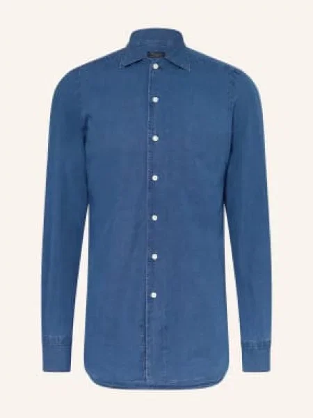 Finamore Košile Napoli Nico Regular Fit V Džínovém Vzhledu modrá