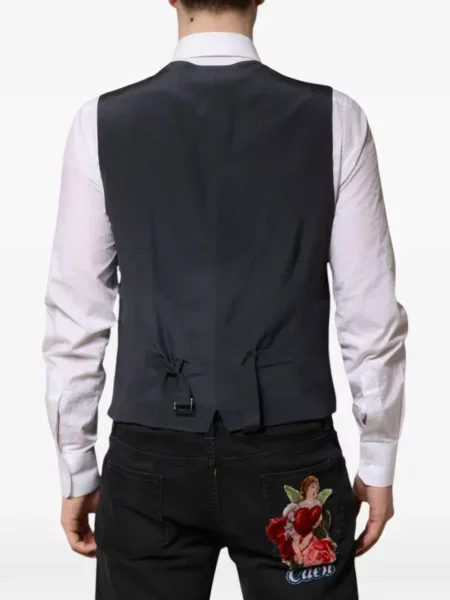 Kamizelka Dolce And Gabbana w kratę z dekoltem w serek szara