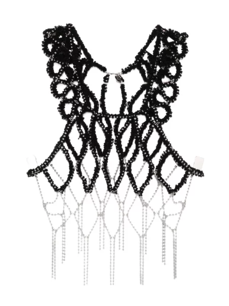 Top Noir Kei Ninomiya cu mărgele negru