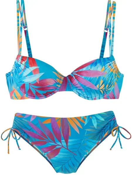 LASCANA Costum de baie două piese / mov zmeură / portocaliu / roz albastru
