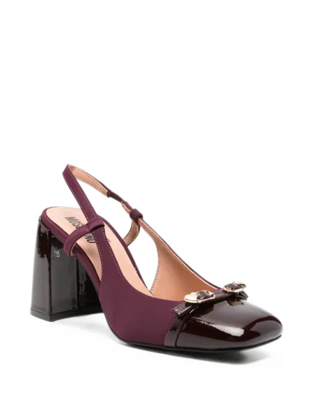 Pantofi cu toc Love Moschino slingback cu autograf violet