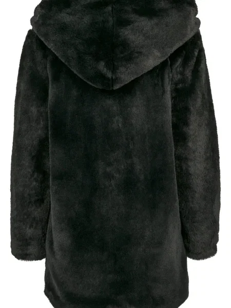Urban Classics Palton de primăvară-toamnă Ladies Hooded Teddy Coat negru