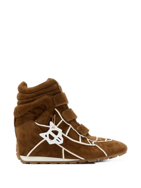 Sneakerși Naked Wolfe din piele de căprioară cu bretele maro