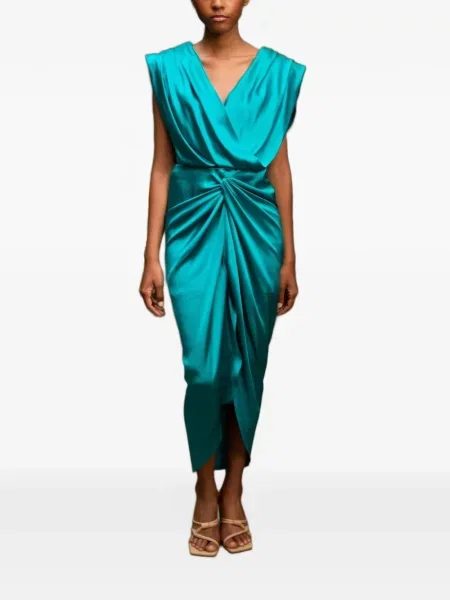 Rochie midi Andres Otalora de mătase drapată verde