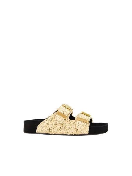 Klapki Isabel Marant na sprzączkę beżowe