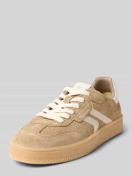 Sneakersy niskie z mieszanki skóry bydlęcej i tkaniny Tamaris beżowe