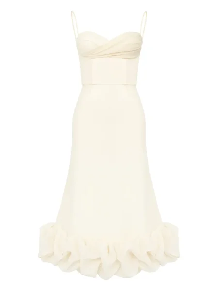 Rochie midi Post Meridiem cu volane drapată până la genunchi
