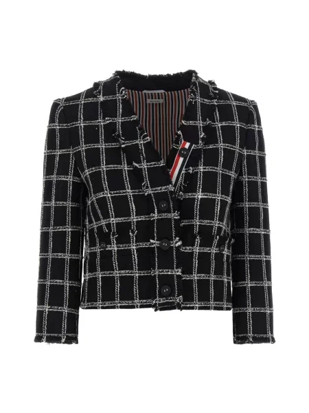 Kurtka Thom Browne w kratę tweedowa