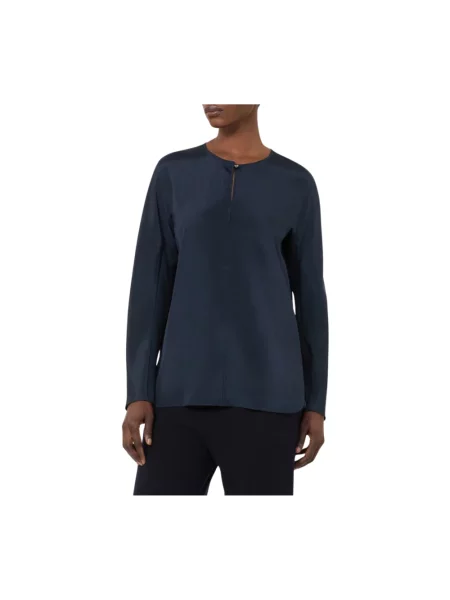 Długi top Max Mara z długim rękawem niebieski
