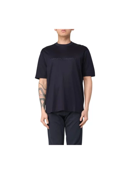 Koszulka Emporio Armani z logo niebieska