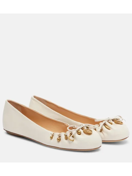 Balerini Chloé din piele alb