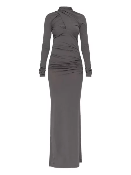 Rochie maxi Entire Studios drapată lungă de costum gri