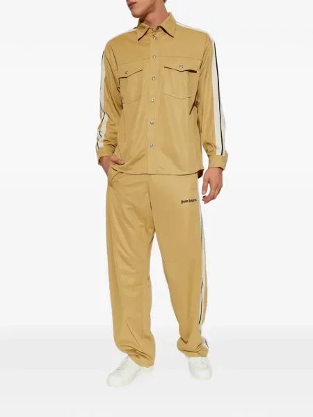 Pantaloni Palm Angels cu dungi cu imagine alergare galben