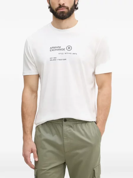 Scurt tricou Armani Exchange cu imagine alb