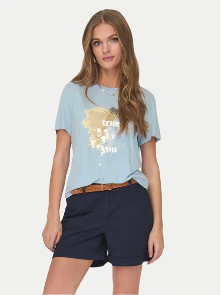 ONLY T-Shirt Błękitny niebieska