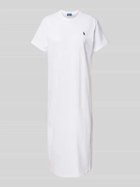 Sukienka T-shirtowa z wyhaftowanym logo Polo Ralph Lauren biała