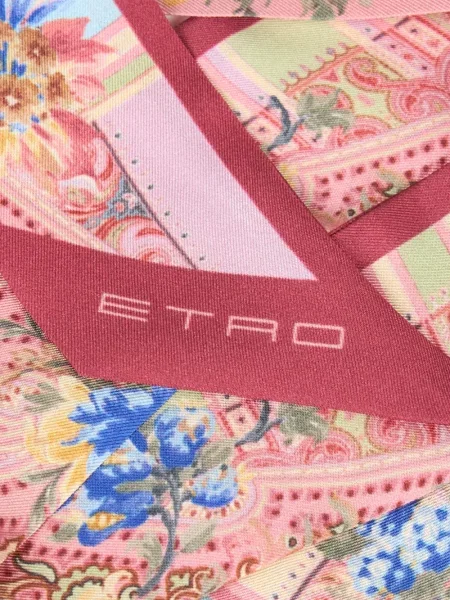Fular Etro de mătase cu imagine cu model paisley roz