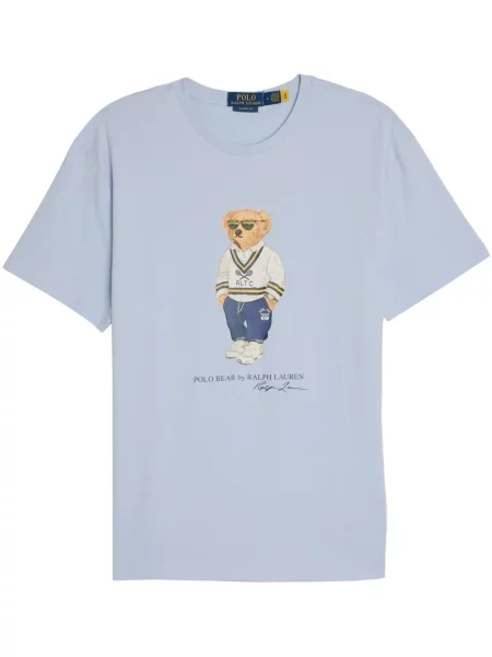 Haftowane сhinosy Polo Ralph Lauren z twillu do biegania niebieskie