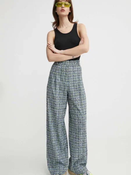 Stine Goya pantaloni femei lat high waist verde