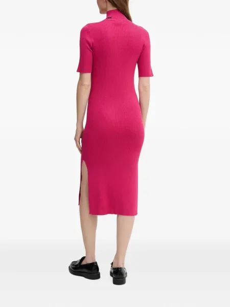 Rochie midi Dkny cu broderie tricotate roz