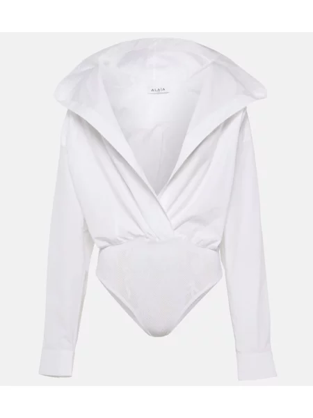 Body Alaïa cu glugă alb