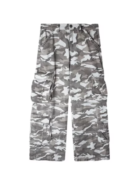 Pantaloni cargo Vague Studios cu imagine cu model camuflaj gri