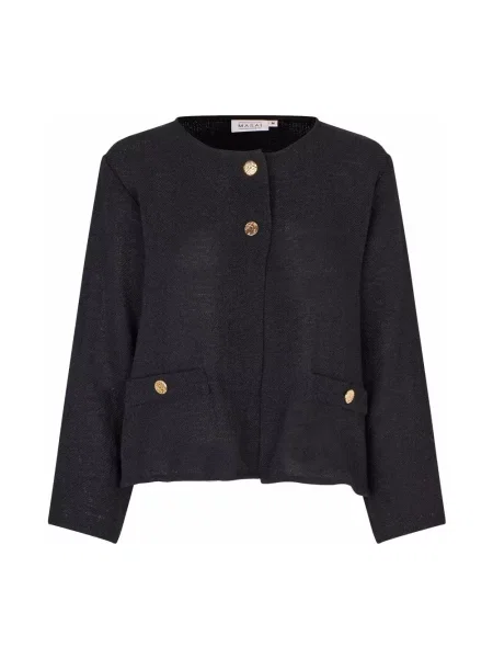 Tweedowa marynarka Masai z długim rękawem tweedowa czarna