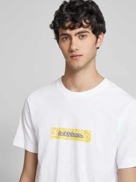 T-shirt z nadrukiem z logo model ‘SPLIT’ Jack & Jones biała
