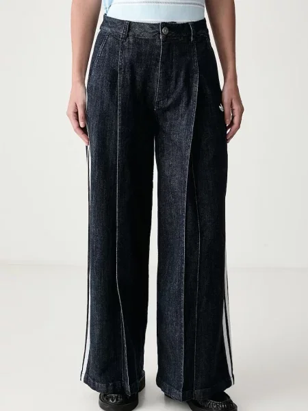 Adidas Originals дънки wide leg дамски Denim Pleats синьо